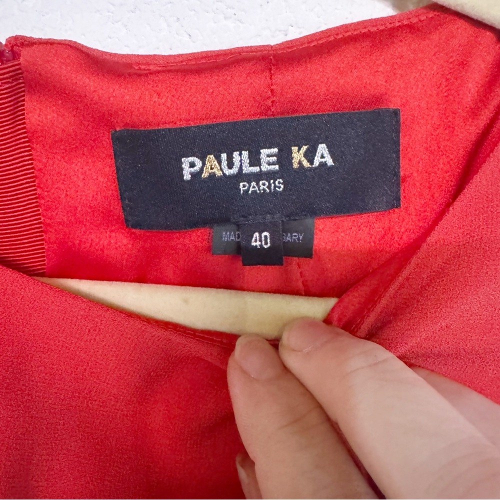 PAULE KA Designer Cocktail Dress Red Elegant Sleeveless Luxurious - Picture 4 of 5